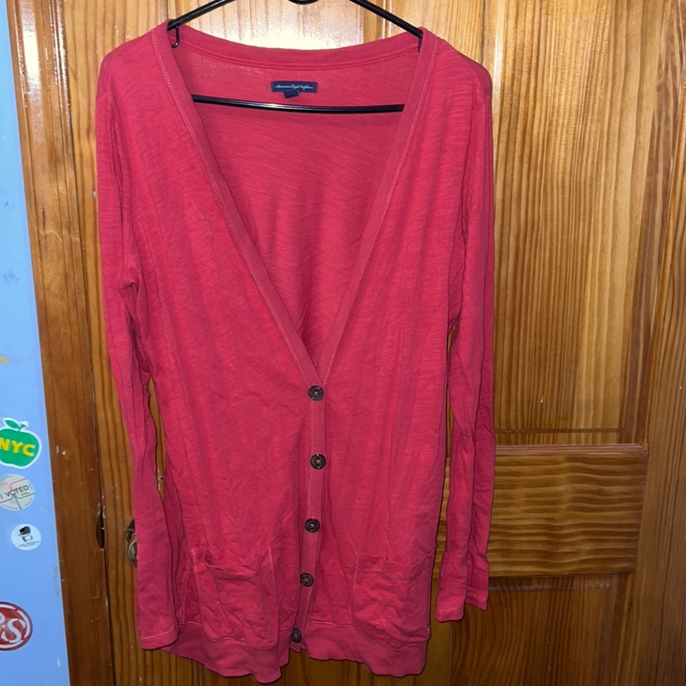 American Eagle Red Cardigan Size L